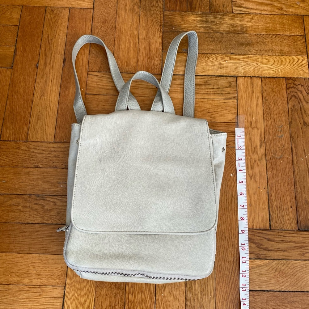Urban Outfitters Faux Leather Light Grey Taupe Backpack